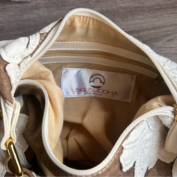 Big Buddha White Floral Appliqué Hobo Shoulder Bag Boho Y2K Style - Picture 3 of 3